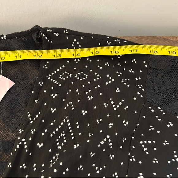 Ecote Black and White Patterned Lace Trim Open Cardigan Women's S NWT - Picture 8 of 11